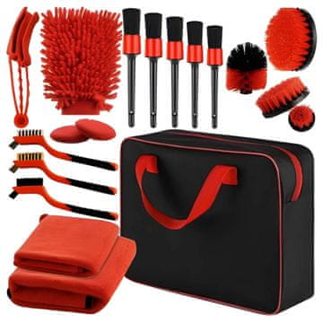 MG CarDetail set za detailing i čišćenje automobila 19u1, crveni