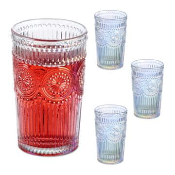 Northix Set od 4 vintage staklene čaše s teksturiranim dizajnom