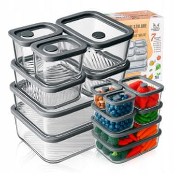 Staklene posude modular (7 kom) - 2x 310 ml + 2x 520 ml + 1x 750 ml + 1x 1200 ml + 1x 1700 ml sa staklenim poklopcima