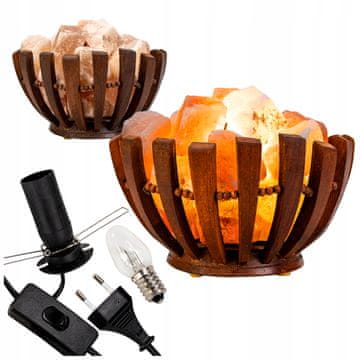 GR Slana lampa 2-3 kg, drvena zdjela s himalajskom soli, ionizator zraka