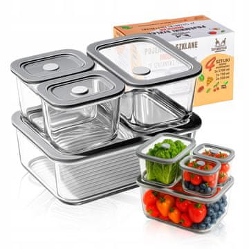 Staklene posude modular (4 kom) - 2x 310 ml + 1x 750 ml + 1x 1700 ml sa staklenim poklopcima