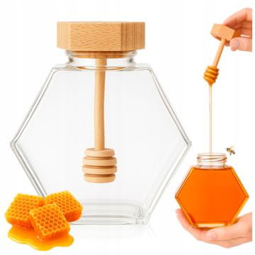 Šesterokutna staklenka 380 ml s lopaticom