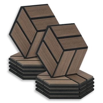 Homestyle4U Akustične ploče, šesterokutna saća 3D, 30x26x2 cm, smeđa
