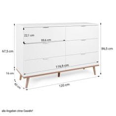 Homestyle4U Komoda, 120x40x86,5 cm, bijela