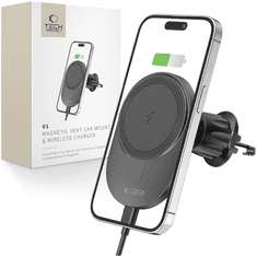 Tech-protect Tech-protect mm15w-v1 magnetski magsafe samostojeći punjač za auto s bežičnim punjenjem 15w crni