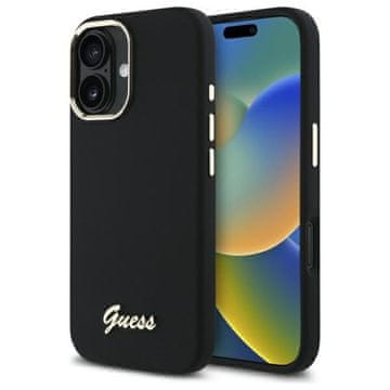 Guess GUHCP16MSMBSLK iPhone 16 Plus 6.7" crno/crna tvrda silikonska futrola s metalnim logotipom i okvirom