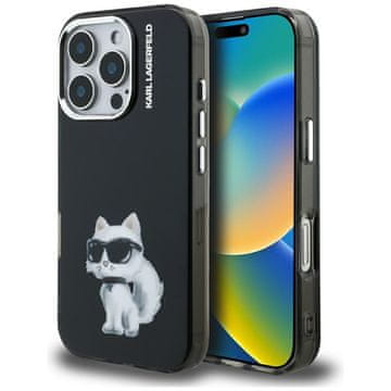 Karl Lagerfeld IML Aquarelle Choupette & Logo maskica za iPhone 16 Pro Max crna
