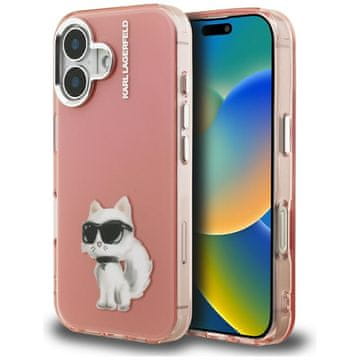 Karl Lagerfeld IML Aquarelle Choupette & Logo maskica za iPhone 16 roza