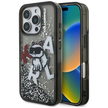 Karl Lagerfeld Liquid Glitter Choupette maskica za iPhone 16 Pro crna