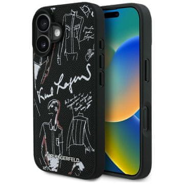 Karl Lagerfeld MagSafe maskica s uzorkom zrna i logotipom za iPhone 16 crna