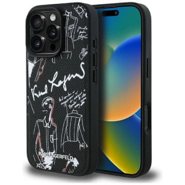 Karl Lagerfeld MagSafe maskica s uzorkom i logotipom zrna za iPhone 16 Pro crna