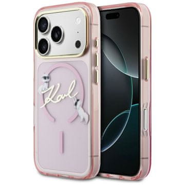Karl Lagerfeld IML Choupettes Karl Script Logo MagSafe maskica za iPhone 17 Pro roza