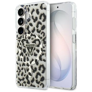 Guess IML Leopard Print Trokutasta MagSafe maskica za Samsung Galaxy S26 crna