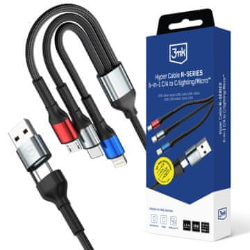3MK Hiper kabel 6 u 1 za Lightning i USB-C, 1,2 m, Quick Charge 3.0