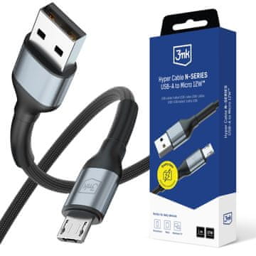 3M Accessories - 3mk Hyper Cable N-SERIES A to Micro 1m QC 3.0 5V/2.4A 12W Black
