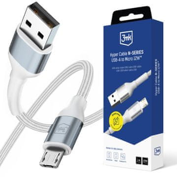 3M Accessories - 3mk Hyper Cable N-SERIES A to Micro 1m QC 3.0 5V/2.4A 12W White