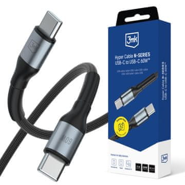 3M Dodatna oprema - 3mk Hyper kabel N-SERIES C na C 2m PD 3.0 QC 3.0 20V/3A 60W Crni