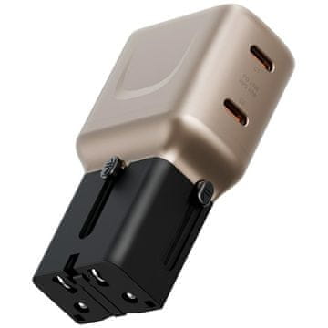 TravelGo Adapter 45 2xUSB-C 45W zidni punjač zlatno-crne boje