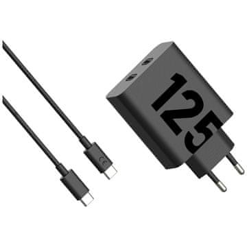 Motorola TurboPower 125W dvostruki 2x USB-C zidni punjač s 1m USB-C kabelom crne boje
