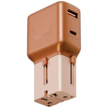 TravelGo adapter 35 USB-A/USB-C 35W zidni punjač narančaste boje