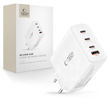 Tech-protect Tech-Protect Punjač S 4 Priključka Nc140W-Gan Pd 140W Za Mobitele Bijeli S Qc3.0