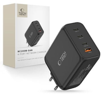 Tech-protect Tech-Protect Nc200W-Gan Punjač Za Pametne Mobitele S 4 Porta Pd 200 W