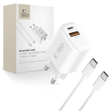 Tech-protect Tech-Protect Punjač S 2 Priključka Pd 45W Qc3.0 Za Telefone I Prijenosna Računala S Type-C Prijenosnim Računalima