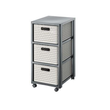Rotho Velika biblioteka s 3 ladice COUNTRY cappuccino/antracit