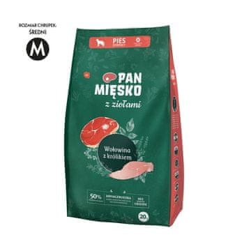 Pan Mięsko Mr. Meat with Herbs suha hrana za pse GOVEDINA I ZEC Srednje pasmine 20 kg