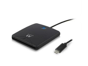 Ewent Čitač pametnih kartica, USB-C, crni, EW1055