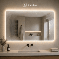 S6 Steklarstvo Šest LED ogledalo S645B, 100×80 cm / 80×100 cm, ambijentalna rasvjeta, 3 boje LED osvjetljenja, antifog funkcija