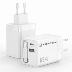 Berniteam Kućni punjač GaN 65W 2-port + C Kabel (BT-65SDC)