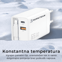 Berniteam Kućni punjač GaN 65W 2-port + C Kabel (BT-65SDC)