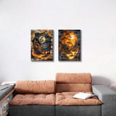 Nikcorp Set od 2 slike na platnu apstraktni kineski stil umjetnički tisak na platnu 40 x 60 cm masivno drvo okvir spremno za vješanje moderni dnevni boravak spavaća soba ured