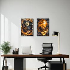 Nikcorp Set od 2 slike na platnu apstraktni kineski stil umjetnički tisak na platnu 40 x 60 cm masivno drvo okvir spremno za vješanje moderni dnevni boravak spavaća soba ured