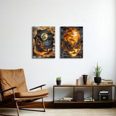 Nikcorp Set od 2 slike na platnu apstraktni kineski stil umjetnički tisak na platnu 40 x 60 cm masivno drvo okvir spremno za vješanje moderni dnevni boravak spavaća soba ured
