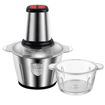 HOME & MARKER® Električna sjeckalica hrane 250W, inox posuda 2 L, 2 brzine i puls, za meso, povrće, voće i led | MINCBOWL