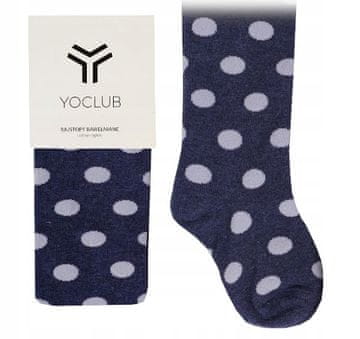 YOCLUB Pamučne tople hulahopke YO! tamnoplave u sive točkice 104/110 Ł026C