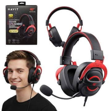 Havit H2002E Pro Gaming slušalice crno/crvene