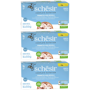 Schesir M-Pack set mokre hrane za mačke s tunom i grgečem 18 x 50 g