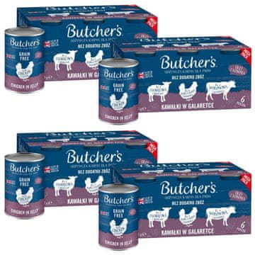 Butcher's Original Mega pakiranje miješanih komadića u želeu - mokra hrana za pse - 24x400g (4x(6x400g))