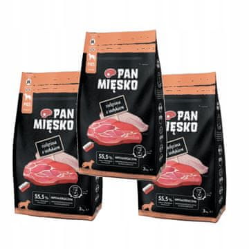 Pan Mięsko hrana za pse s teletinom i purećim čipsom M 3x3kg