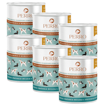 Perro Mokra hrana za pse s govedinom i korijenom peršina 6 x 850 g