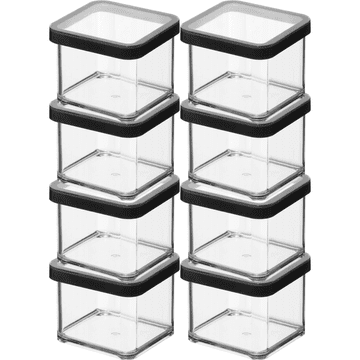 Rotho Plastične posude za poslastice, hranu za životinje, kvadratne 8x500ml loft crne