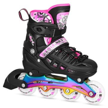 Nils Extreme NH10905 Rainbow LED Pink 4-u-1 koturaljke s izmjenjivom hokejskom oštricom, veličina S (31-34)