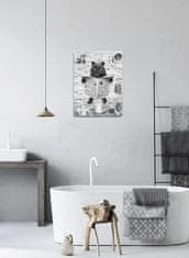 Nikcorp Plakat na platnu Zabavni medvjed koji čita novine, dekorativna slika za zid kupaonice, visoka rezolucija, bez okvira, dimenzije 2.6 x 90 cm, umjetničko platno za moderan interijer, crna boja