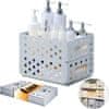 Nikcorp Sklopivi organizator za pohranu set 4 komada sivi 30,5x23,5x11,5 cm, modularna PP plastična kutija za ured, kuhinju i kupaonicu, prozračna ažur konstrukcija za slaganje, višenamjenski spremnik za dom