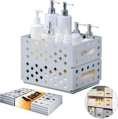 Nikcorp Sklopivi organizator za pohranu set 4 komada sivi 30,5x23,5x11,5 cm, modularna PP plastična kutija za ured, kuhinju i kupaonicu, prozračna ažur konstrukcija za slaganje, višenamjenski spremnik za dom