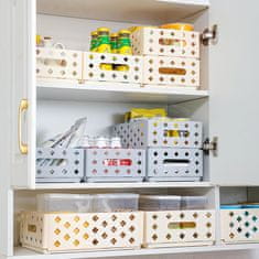 Nikcorp Sklopivi organizator za pohranu set 4 komada sivi 30,5x23,5x11,5 cm, modularna PP plastična kutija za ured, kuhinju i kupaonicu, prozračna ažur konstrukcija za slaganje, višenamjenski spremnik za dom