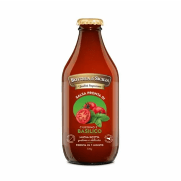 Salsa pronta di pomodorino ciliegino e basilico 330g – Bottega di Sicilia